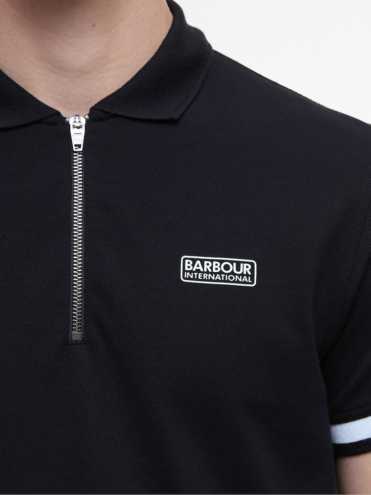 Barbour® International Bradley Black Polo Shirt - Image 4 of 5