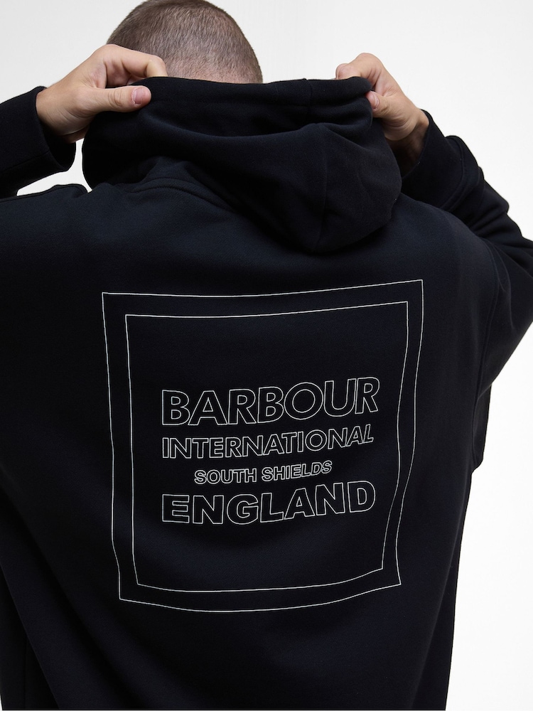 Barbour® International Micro Block Graphic Black Hoodie - Image 1 of 5