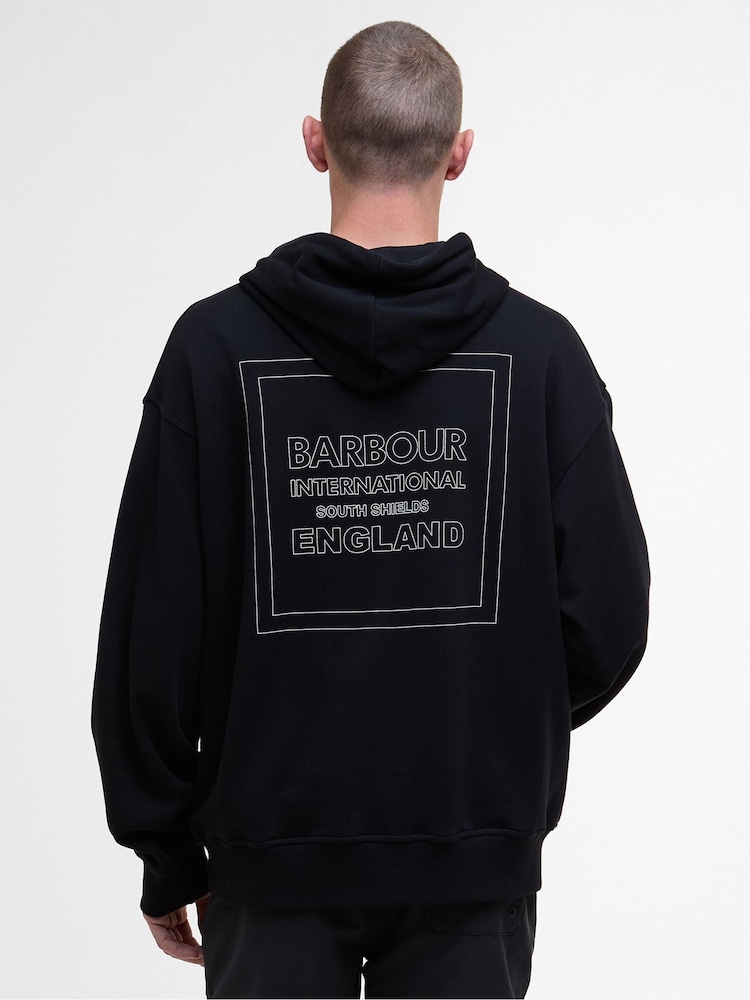 Barbour® International Micro Block Graphic Black Hoodie - Image 3 of 5
