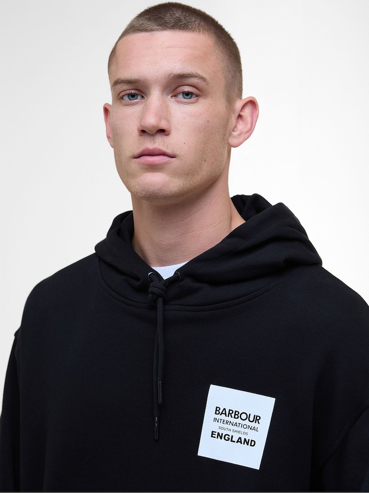 Barbour® International Micro Block Graphic Black Hoodie - Image 4 of 5