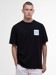 Barbour® International Micro Block Graphic 100% Cotton Black T-Shirt - Image 1 of 7