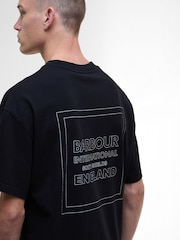 Barbour® International Micro Block Graphic 100% Cotton Black T-Shirt - Image 3 of 7