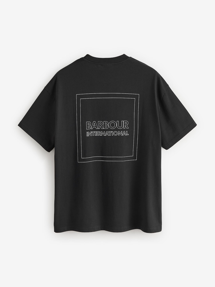 Barbour® International Micro Block Graphic 100% Cotton Black T-Shirt - Image 7 of 7
