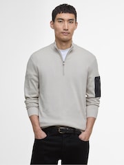 Barbour® International Mink Blades 100% Cotton Half Zip Jumper - Image 1 of 5