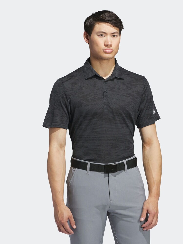 adidas Golf Ultimate365 Textured Stripe Grey/Black Polo Shirt - Image 1 of 8 adidas Golf Ultimate365 Textured Stripe Grey/Black Polo Shirt - Image 1 of 8