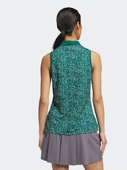 adidas Golf Green Printed Sleeveless Polo Shirt - Image 5 of 10