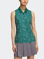 adidas Golf Green Printed Sleeveless Polo Shirt - Image 6 of 10