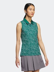 adidas Golf Green Printed Sleeveless Polo Shirt - Image 7 of 10