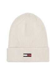 Tommy Hilfiger Cream Elongated Flag Beanie - Image 1 of 2