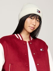 Tommy Hilfiger White Tommy Hilfiger White Heritage Beanie - Image 1 of 3