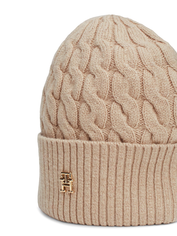 Tommy Hilfiger Naval Cable Brown Beanie - Image 4 of 4 Tommy Hilfiger Naval Cable Brown Beanie - Image 4 of 4