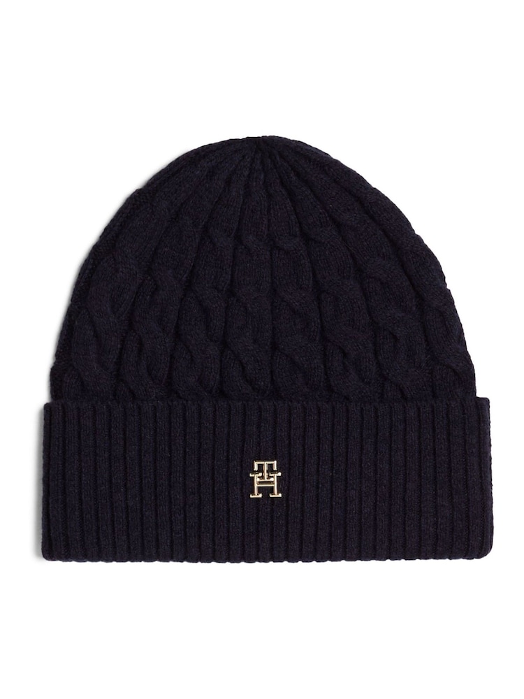 Tommy Hilfiger Naval Cable Brown Beanie - Image 1 of 4 Tommy Hilfiger Naval Cable Brown Beanie - Image 1 of 4