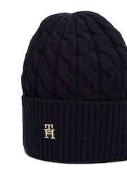 modra - Tommy Hilfiger Pomorski kabel rjave barve čepica - Slika 3 iz 4