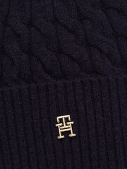modra - Tommy Hilfiger Pomorski kabel rjave barve čepica - Slika 4 iz 4
