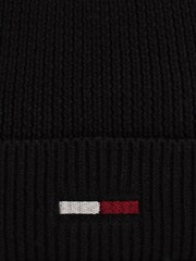 Tommy Hilfiger Black Elongated Flag Beanie - Image 4 of 4