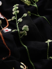 Black Embroidered Mesh Tulle Boho Maxi Skirt - Image 7 of 7