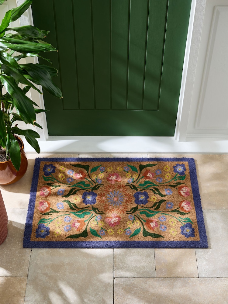 Blue Bettie Floral Doormat - Image 1 of 6