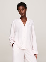 Tommy Hilfiger Pink Long Sleeved Print Pyjama Top - Image 1 of 5