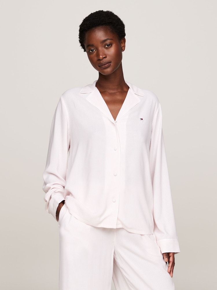 Tommy Hilfiger Pink Long Sleeved Print Pyjama Top - Image 1 of 5