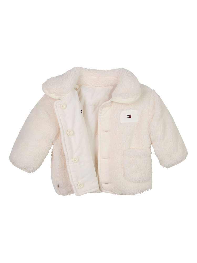 Tommy Hilfiger Reverse Teddy White Jacket - Image 3 of 3 Tommy Hilfiger Reverse Teddy White Jacket - Image 3 of 3