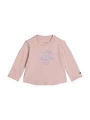Tommy Hilfiger Girl Pink Print Long Sleeved T-Shirt - Image 1 of 3