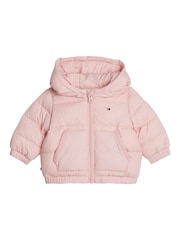 Tommy Hilfiger Pink Solid Puffer Jacket - Image 1 of 3