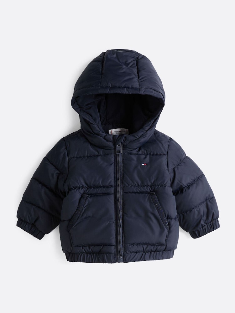 Tommy Hilfiger Blue Solid Puffer Jacket - Image 1 of 4