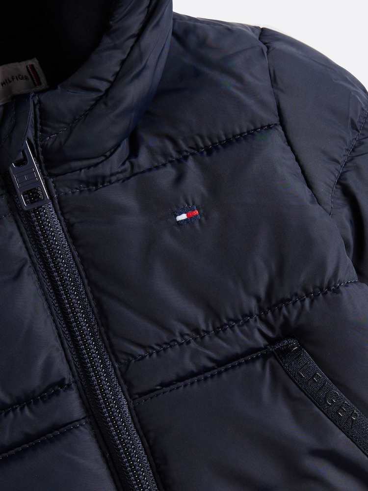 Tommy Hilfiger Blue Solid Puffer Jacket - Image 4 of 4