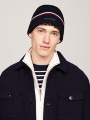 Tommy Hilfiger Blue Love Solid Stripe Beanie - Image 1 of 5