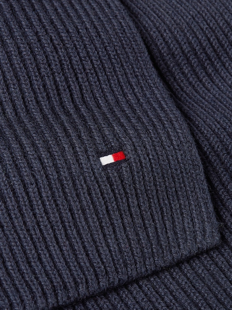 Синий - Tommy Hilfiger шарф из хлопка и кашемира с принтом пима - Изображение 3 из 3