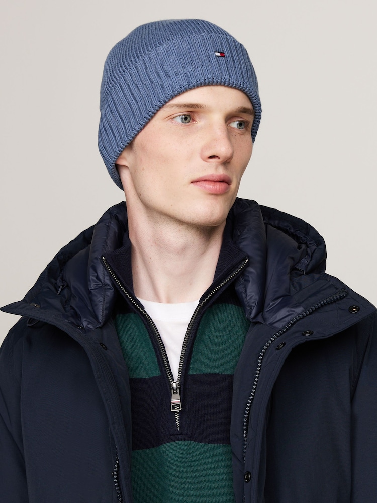 modra - Tommy Hilfiger Zastava Bombaž Pima Čepica - Slika 5 iz 5