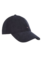 Gorra de pana suave azul con bandera y diseño de 6 paneles de Tommy Hilfiger - Imagen 1 de 4