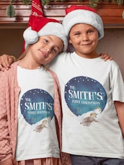 Star Editions Adults Personalised The Snowman Family Christmas White 100% Cotton T-Shirt - Image 2 of 3