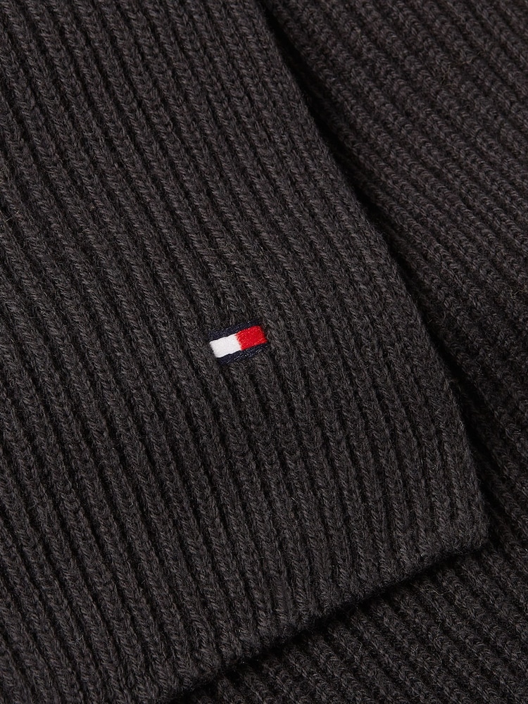 Czarny - Szalik z kaszmiru i bawełny pima z flagą Tommy Hilfiger - Image 3 of 4