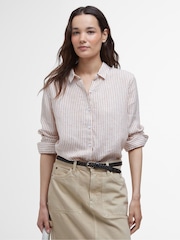 Barbour® White Chrome Marine Striped 100% Linen Shirt - Image 1 of 7