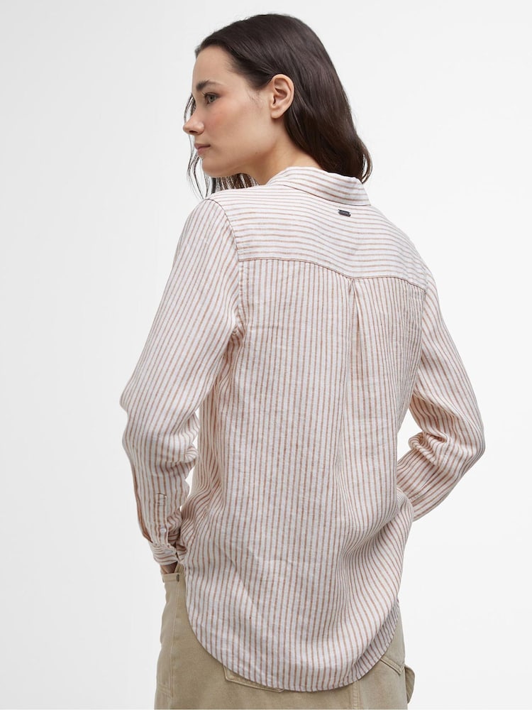Barbour® White Chrome Marine Striped 100% Linen Shirt - Image 2 of 7
