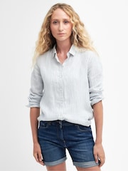 Barbour® White Marine Striped 100% Linen Shirt - Image 1 of 6
