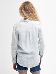 Barbour® White Marine Striped 100% Linen Shirt - Image 3 of 6