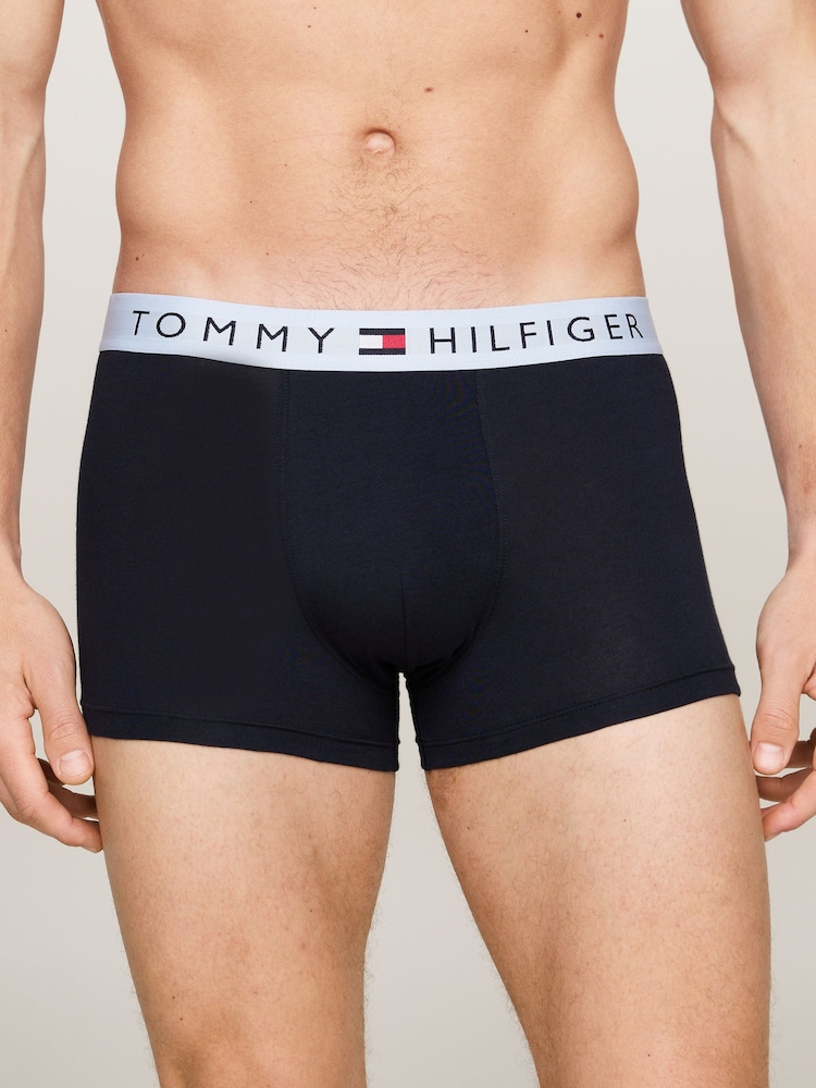 Tommy Hilfiger Blue Blue Waistband Trunks 3 Pack - Image 1 of 7