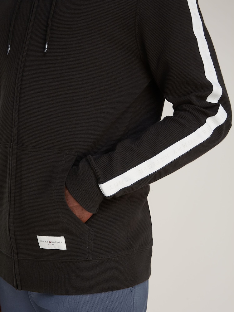 Tommy Hilfiger Black Black Zip Up 100% Cotton Hoodie - Image 3 of 4