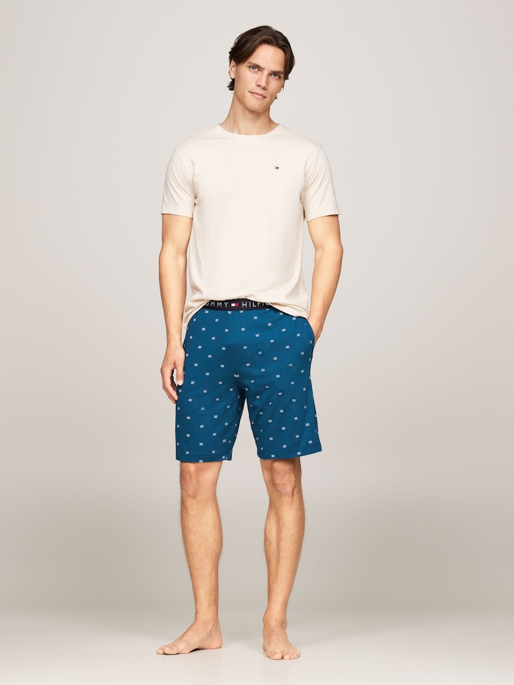 Tommy Hilfiger Nude Short Sleeved Printed Jersey 100% Cotton Pyjama Set - Image 1 of 4