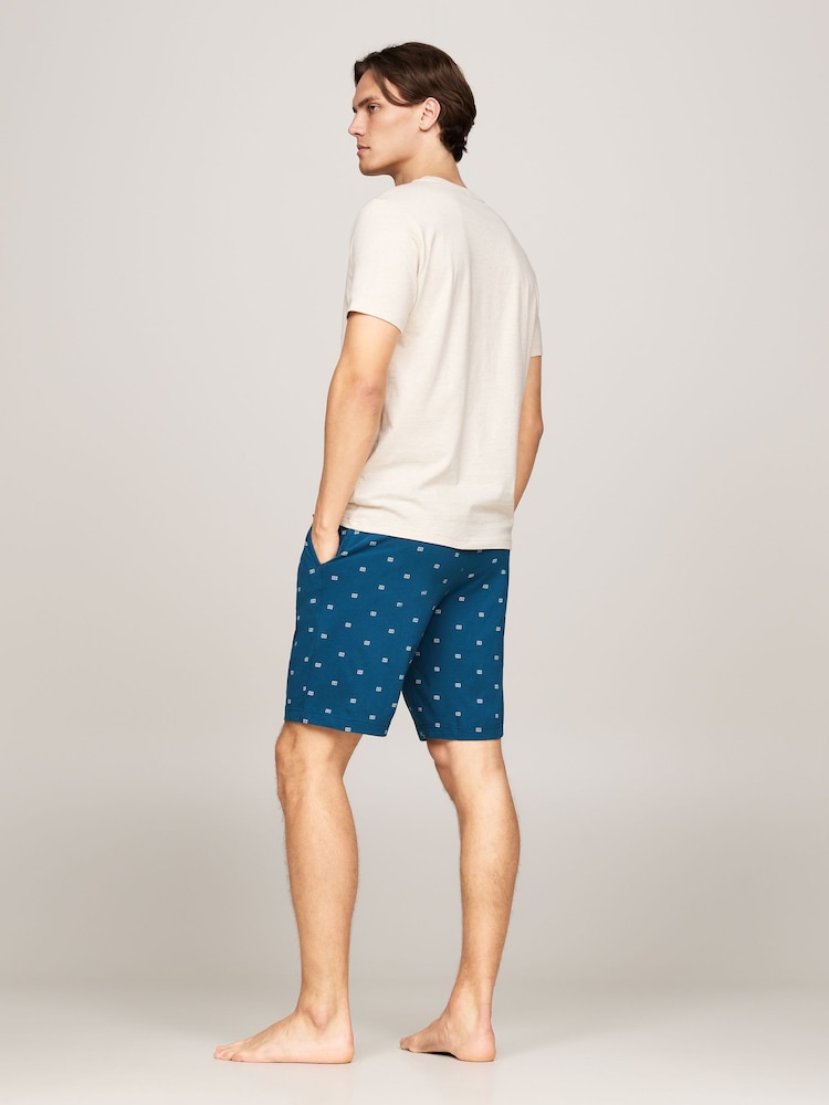 Tommy Hilfiger Nude Short Sleeved Printed Jersey 100% Cotton Pyjama Set - Image 2 of 4