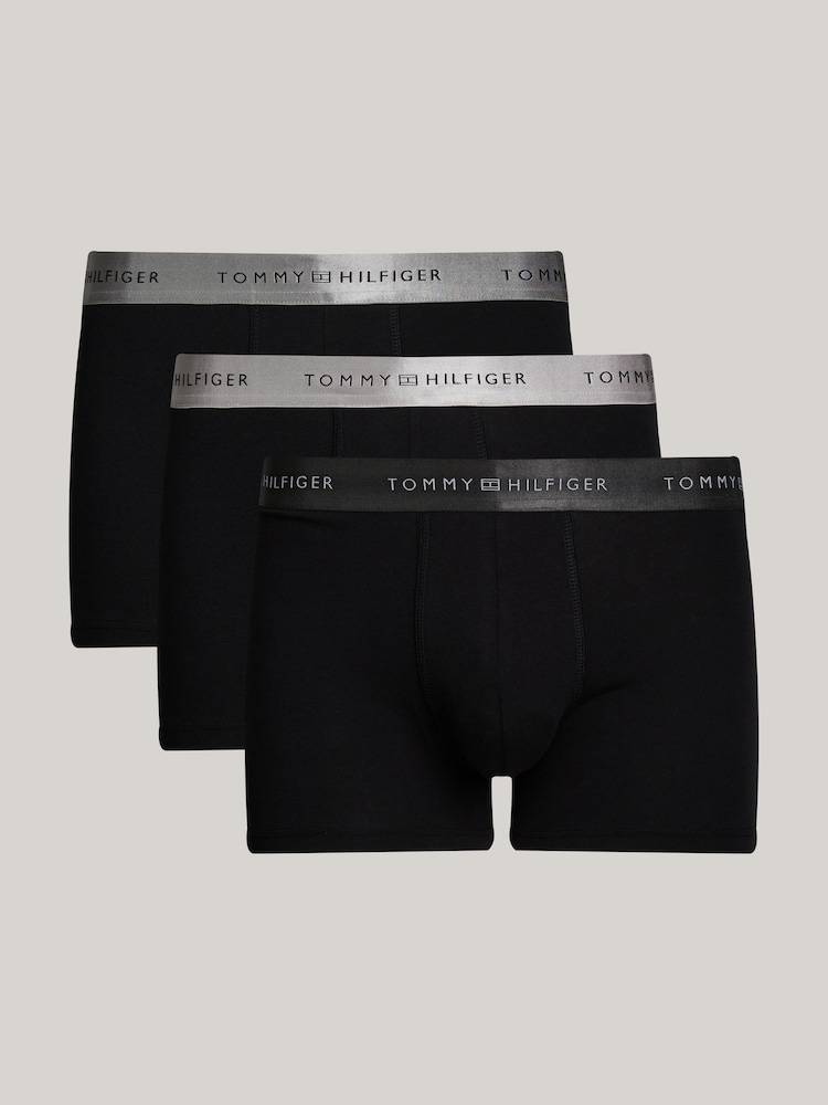 Tommy Hilfiger Grey Signature Essential Waistband Trunks 3 Pack - Image 1 of 6