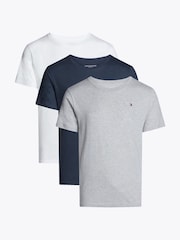 Tommy Hilfiger Grey Signature Essential Short Sleeved 100% Cotton T-Shirt 3 Pack - Image 1 of 7