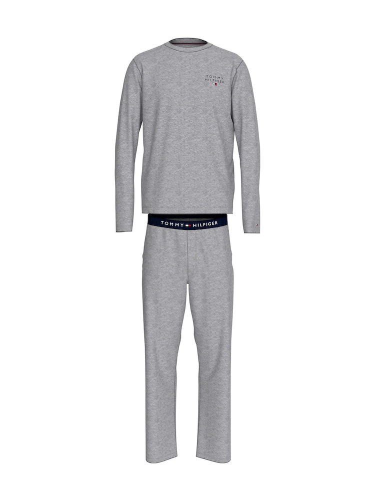Tommy Hilfiger Grey Long Sleeved Jersey 100% Cotton Pyjamas Set - Image 1 of 5
