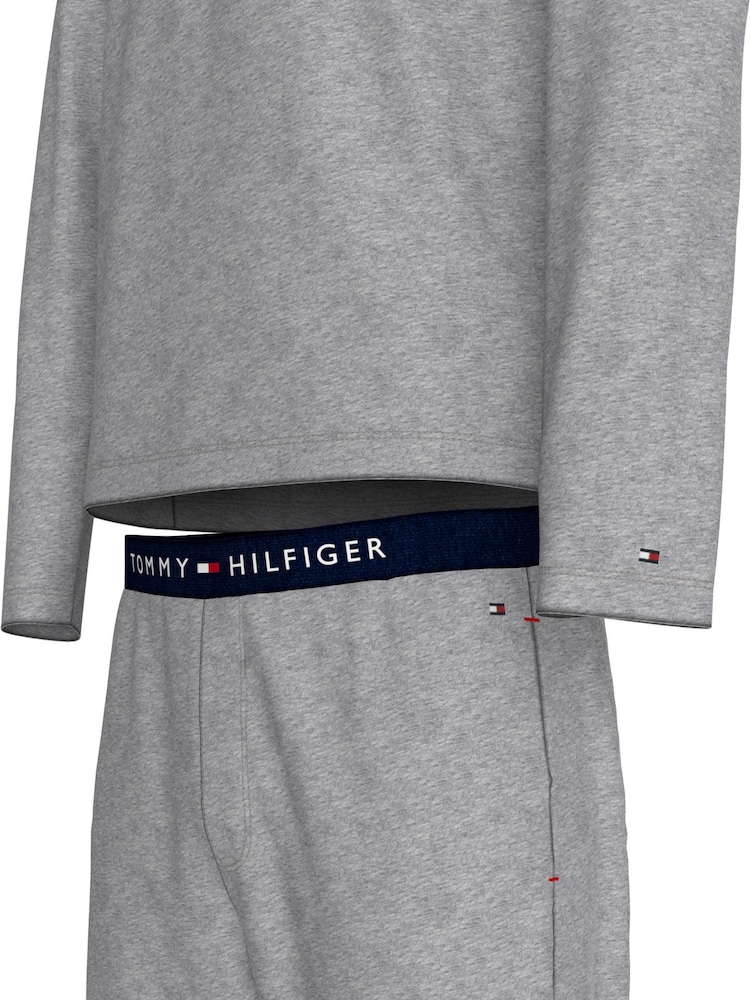 Tommy Hilfiger Grey Long Sleeved Jersey 100% Cotton Pyjamas Set - Image 5 of 5