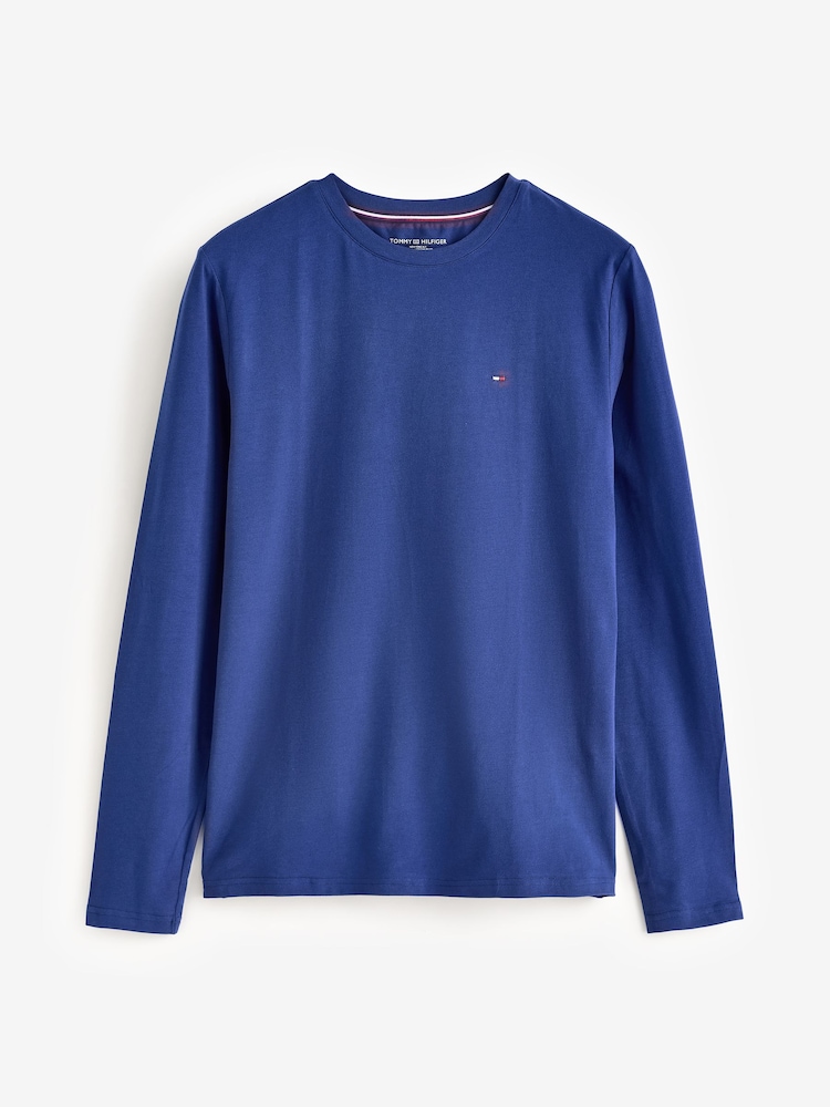 Tommy Hilfiger Blue Long Sleeved Pyjamas And Fluffy Slippers Set - Image 2 of 5