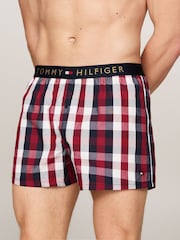 Tommy Hilfiger Red Woven Print 100% Cotton Boxers With Gold Waistband - Image 1 of 5