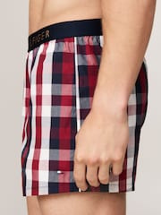 Tommy Hilfiger Red Woven Print 100% Cotton Boxers With Gold Waistband - Image 4 of 5