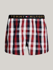 Tommy Hilfiger Red Woven Print 100% Cotton Boxers With Gold Waistband - Image 5 of 5